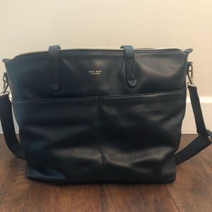 Mina Baie black leather full Amelia diaper bag